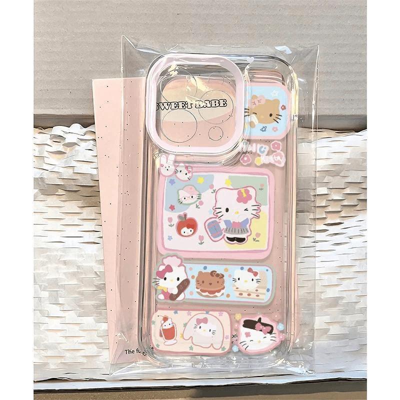 日系可爱透明手机壳卡通印花Hello Kitty少女心软壳适用苹果17/16e/15promax/14plus/13mini/12/11pro/xr/xs