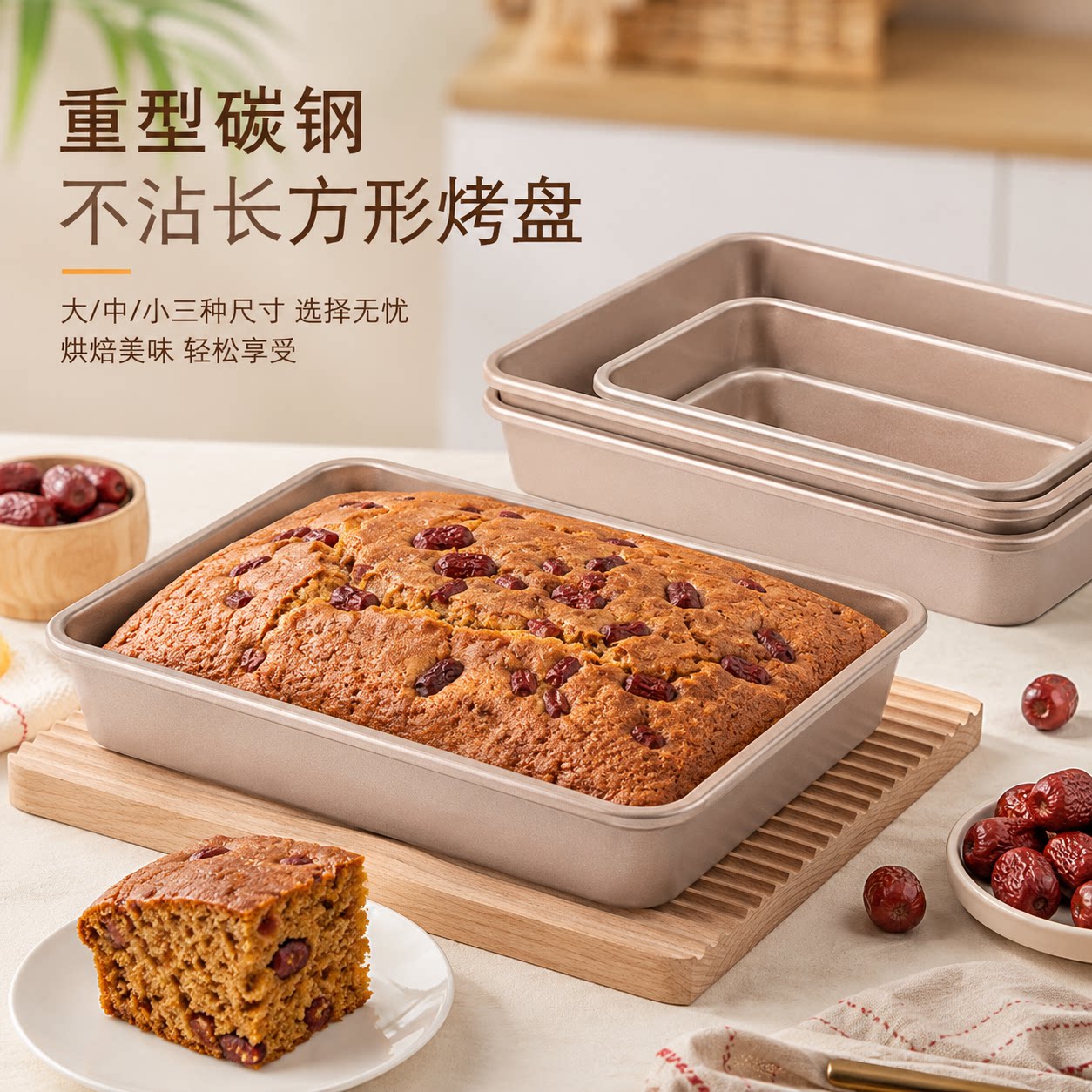 高品质金色烤盘加厚加深不沾图片