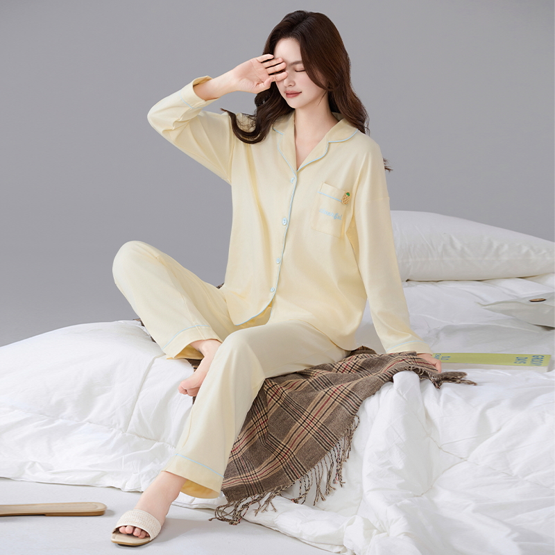 新款女款纯棉可外穿春秋睡衣