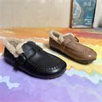 路贝佳女鞋棉鞋豆豆鞋加绒保暖2024冬款新款圆头一脚蹬L24925F-53