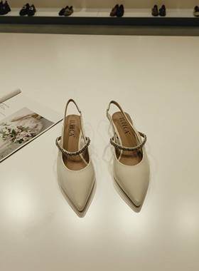 路贝佳女鞋漆皮带钻小跟后空凉鞋L24345B-05