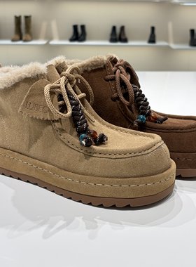 路贝佳女鞋2025新款平底勃肯鞋加绒保暖雪地棉鞋L25994F-31