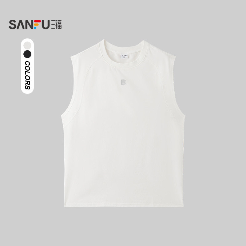 三福2026夏季男士字母印花分割背心 休闲宽松圆领上衣517446,男装,背心,淘宝优惠券,粉丝福利购,淘宝优惠卷