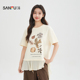印花上衣女装 三福短T恤2026夏季 不规则荷叶边下摆个性 520104