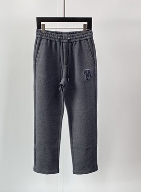 现货Karl Lagerfeld 25秋冬logo字母刺绣男士灰色直筒休闲裤卫裤