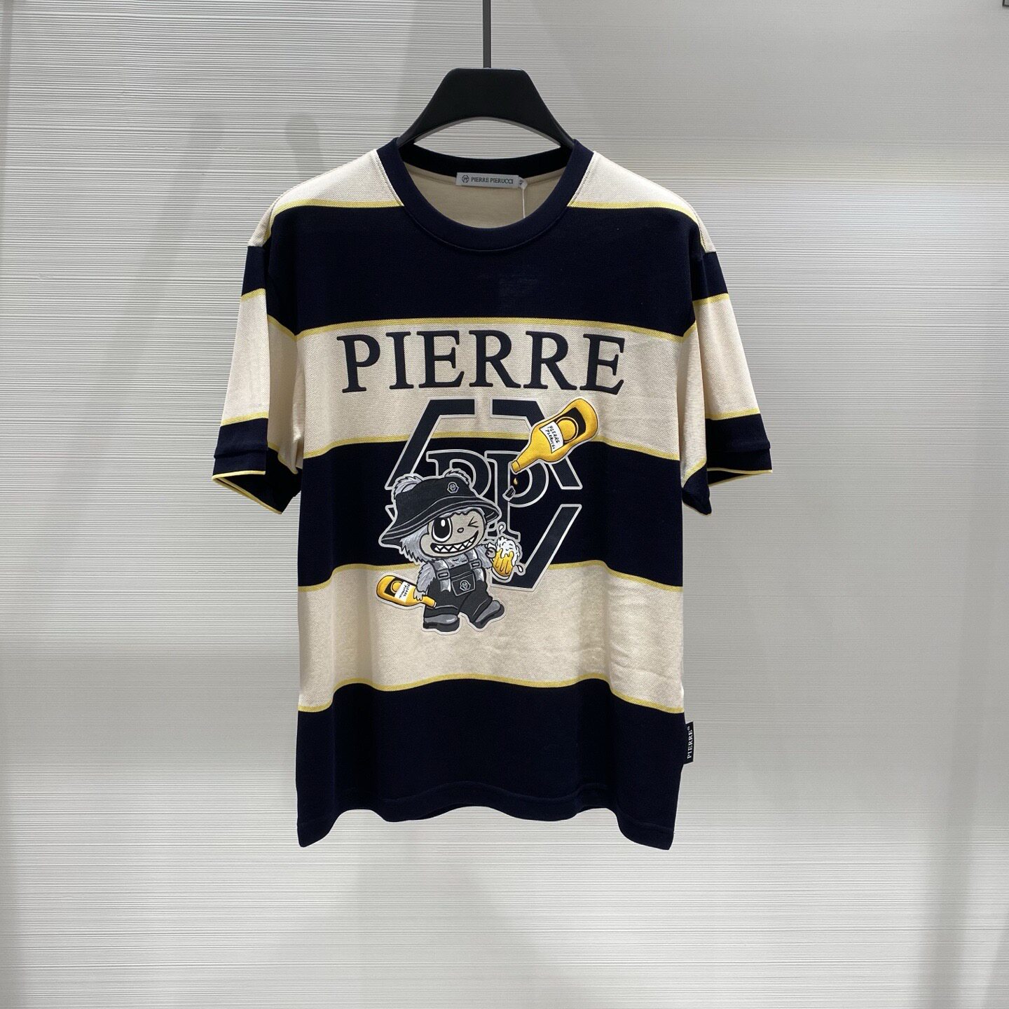 PIERRE PIERUCCI 26春夏卡通人物啤酒logo字母印花男士短袖T恤