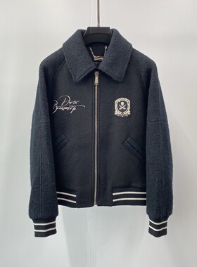 Dartin Bonaparto 25秋冬双刀logo字母重工刺绣男士羊毛夹克外套
