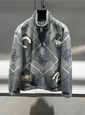 现货CNC男装 25秋冬logo字母蜘蛛印花男士羊羔毛夹克外套 324010