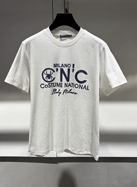 CNC男装 26春夏新款logo字母印花暗纹满身男士短袖T恤 262181