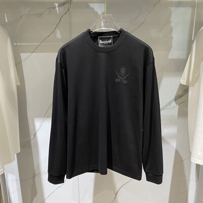 现货Dartin Bonaparto DB 25秋冬骷髅头双刀刺绣男士长袖T恤