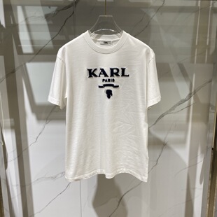 短袖 26春夏老佛爷logo字母刺绣印花男士 T恤602060 Lagerfeld Karl