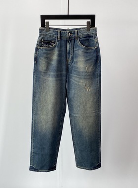 现货Dartin Bonaparto 25秋冬双刀骷髅头logo字母男士直筒牛仔裤