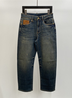 现货Dartin Bonaparto 25秋冬双刀皮标装饰男士宽松直筒牛仔裤