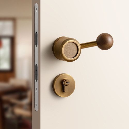 古铜色卧室门锁中古风室内门把手