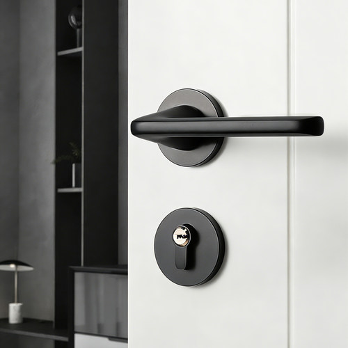 美式黑色卧室门锁室内门把手