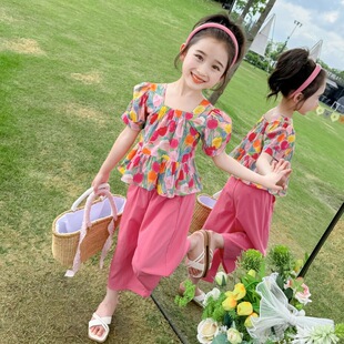 8090年代女童复古港风童装走秀怀旧服装儿童演出服套装花衬衫穿搭