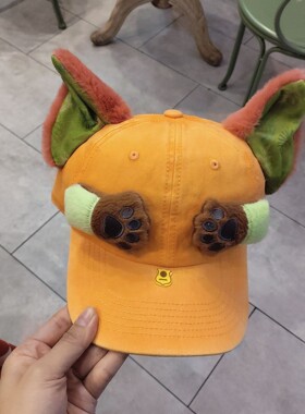 狐尼克朱迪鸭舌帽子卡通可爱手掌耳朵造型设计恶搞网红拍照棒球帽