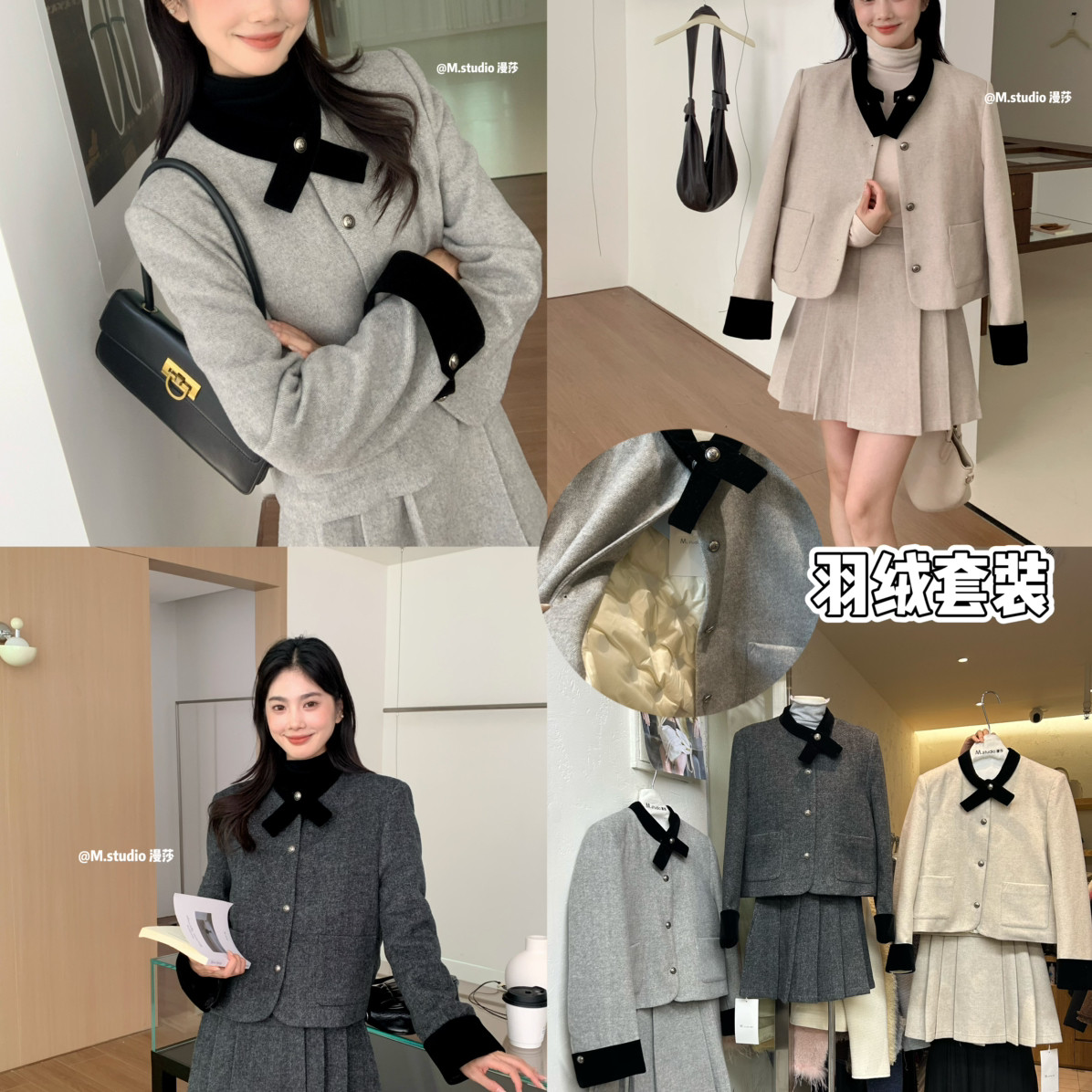 冬季新款女装白鸭绒保暖套羽绒服自带安全裤半身裙短裙套装潮