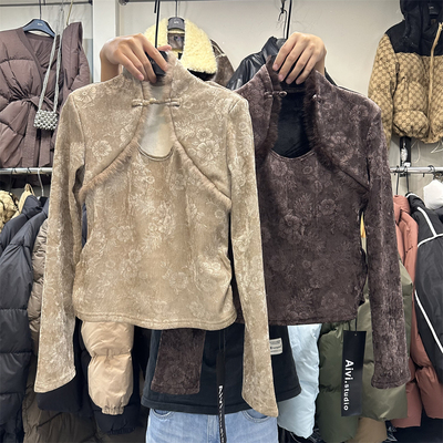 长袖中式加绒国风印花