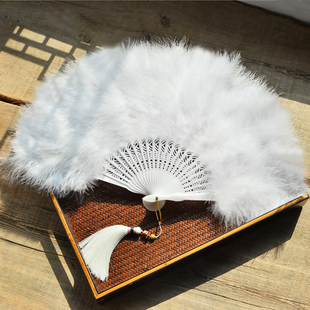 羽毛舞蹈扇中国风汉服旗袍走秀舞台道具表演折扇子女式 复风随身