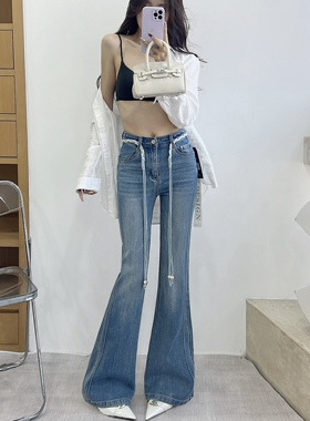 十三行欧货女装MK-MZ春季新款微喇牛仔裤女高腰显瘦百搭喇叭裤