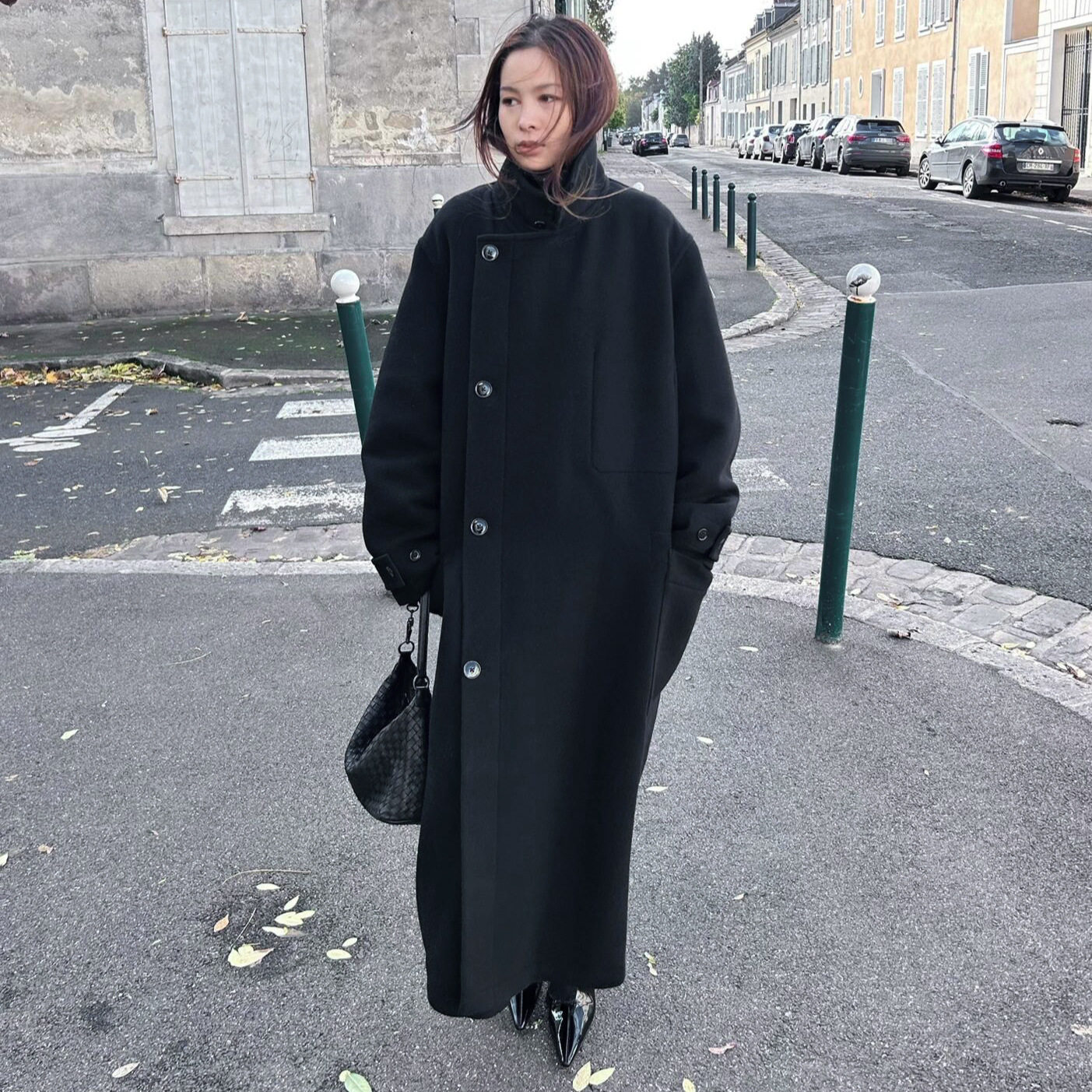 羊毛呢外套男女同款长款大衣立领