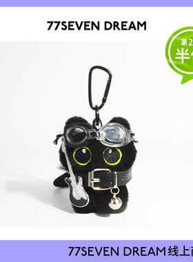 酷酷抱吉他小黑猫书包包挂件毛绒公仔玩偶汽车钥匙扣挂饰品链学生