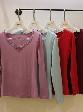 新一系新1系女士蕾丝边莫代尔棉打底秋衣秋裤保暖套装YE61656正品