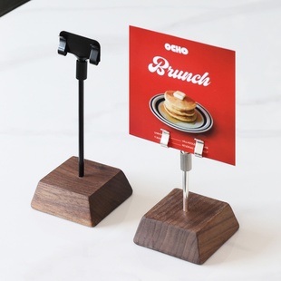 实木底座标签夹子桌面立牌夹广告架子台卡支架商品价格展示牌立式