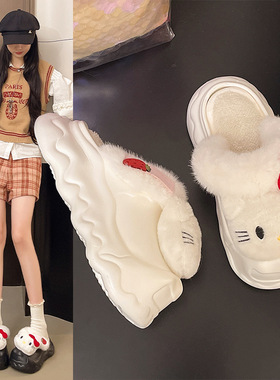2025新款可爱棉鞋女外穿秋冬包跟卡通拆卸防水防滑厚底保暖棉拖鞋