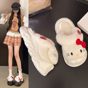 2025新款可爱棉鞋女外穿秋冬包跟卡通拆卸防水防滑厚底保暖棉拖鞋