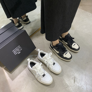 TWTW擦色做旧小白鞋女春秋软底舒适显瘦运动鞋学生系带休闲板鞋潮