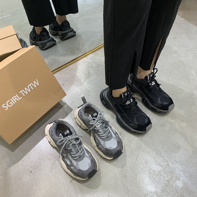 SGIRLTWTW韩版圆头系带老爹鞋
