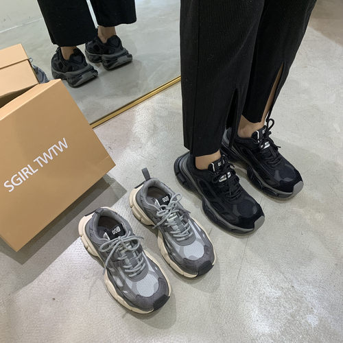 SGIRLTWTW韩版圆头系带老爹鞋