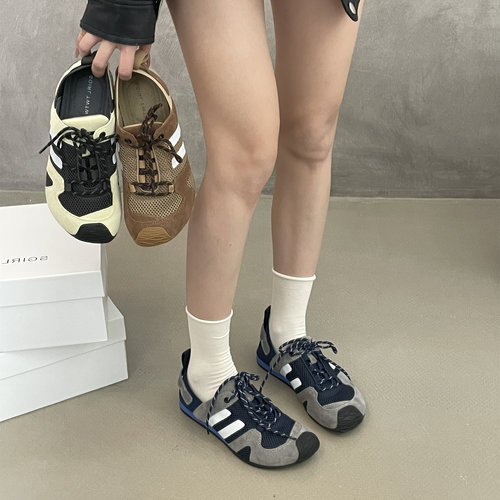SGIRL TWTW丑萌拼色休闲运动德训鞋女2025新款网面透气防滑板鞋潮