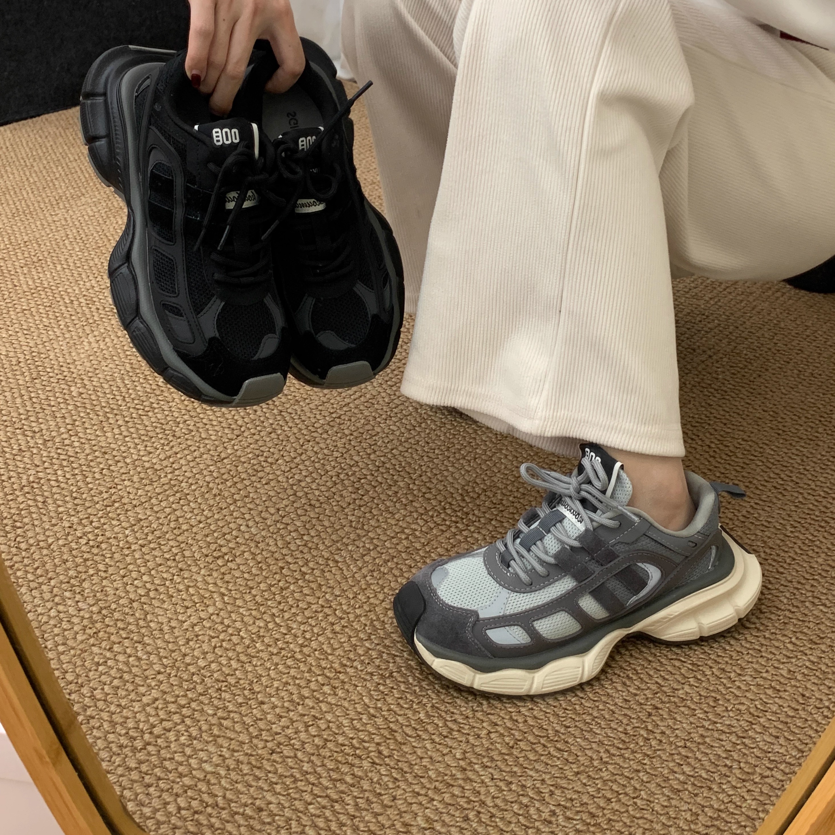 SGIRL TWTW韩版轻便老爹鞋女2026春季新款圆头系带显瘦酷帅运动鞋