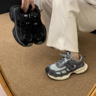 SGIRL TWTW韩版轻便老爹鞋女2026春季新款圆头系带显瘦酷帅运动鞋