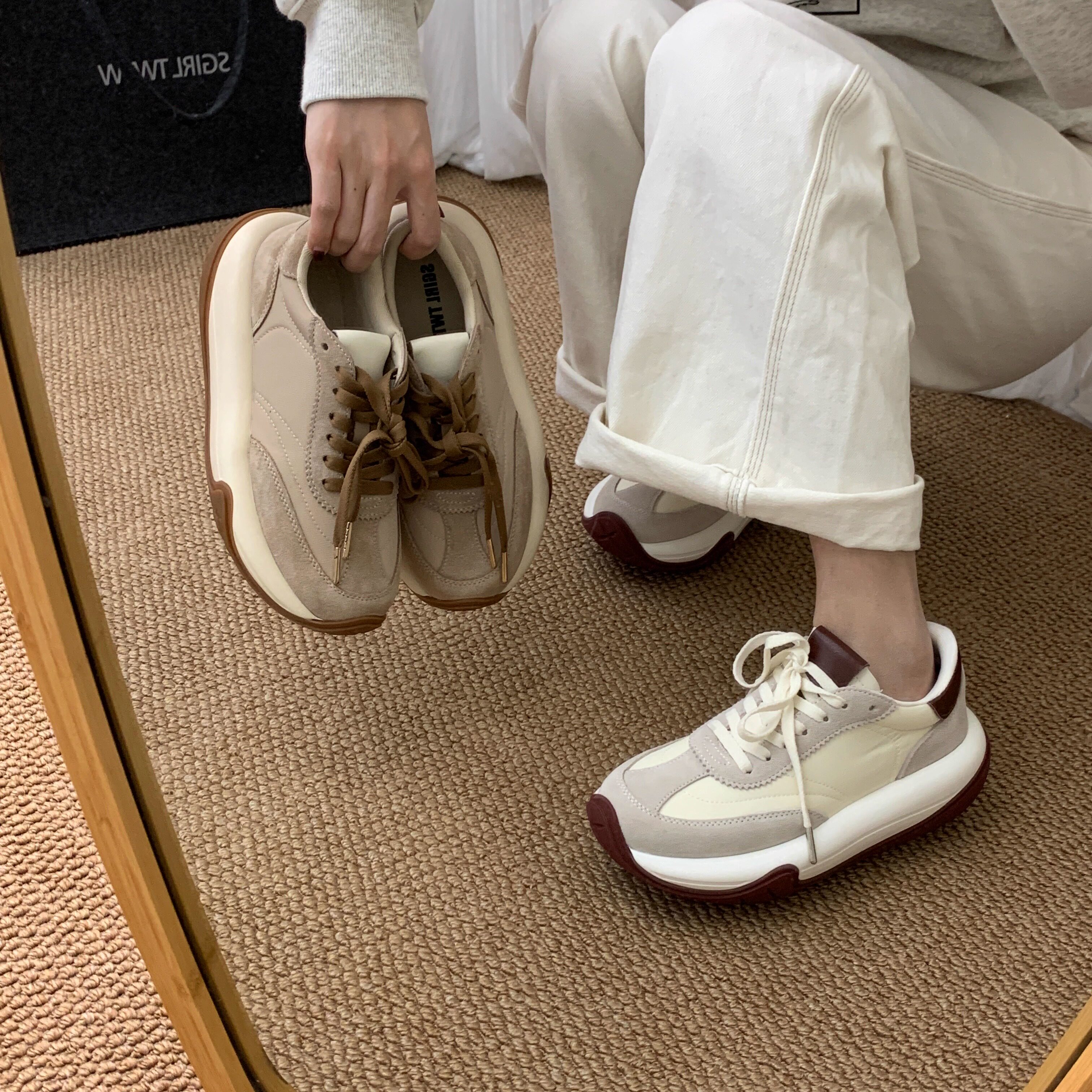 SGIRL TWTW时髦感轮胎底老爹鞋女2026春季新款撞色圆头系带运动鞋,女鞋,老爹鞋,淘宝优惠券,粉丝福利购,淘宝优惠卷