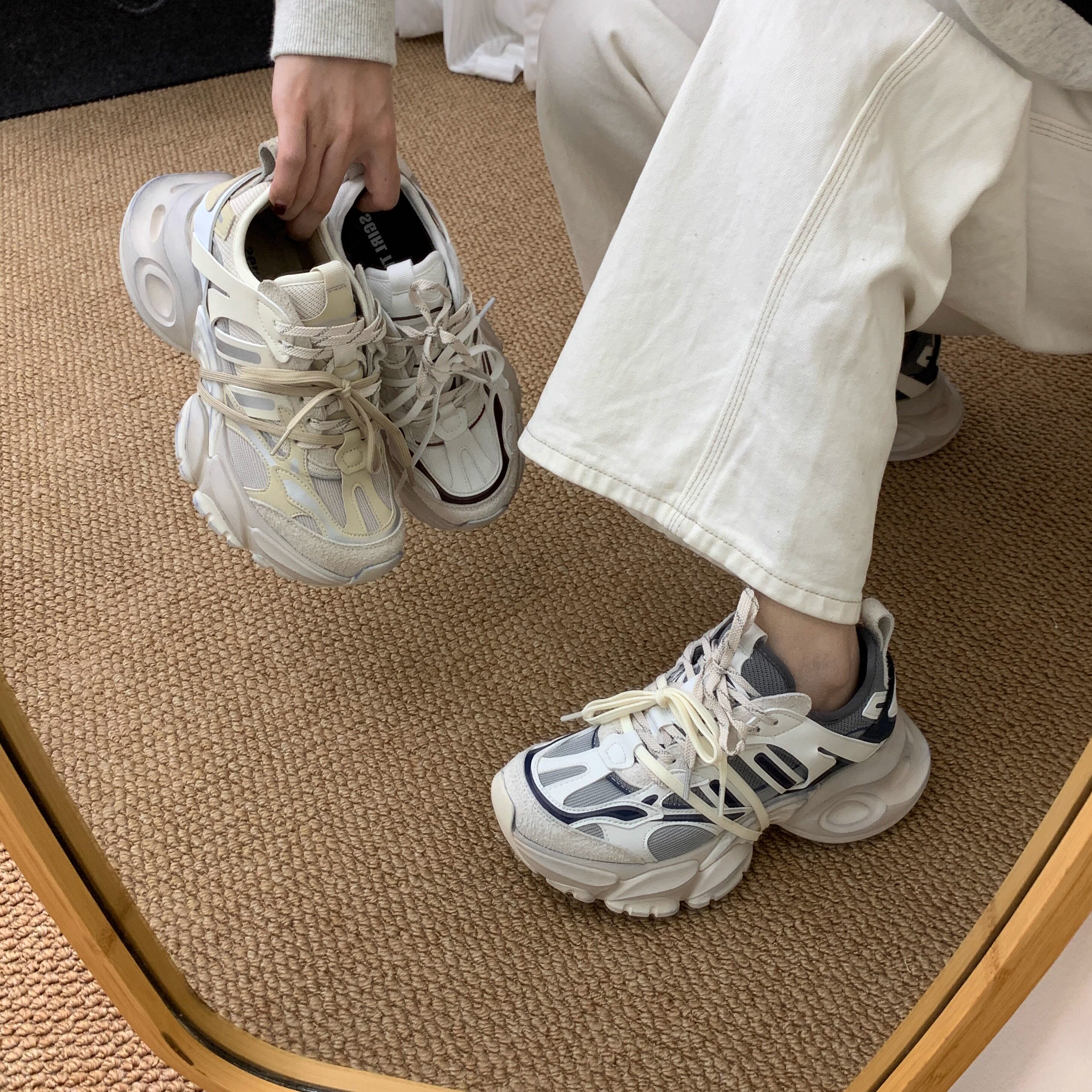 SGIRL TWTW韩版甜美系带2026春季老爹鞋轻便休闲运动鞋百搭跑步鞋