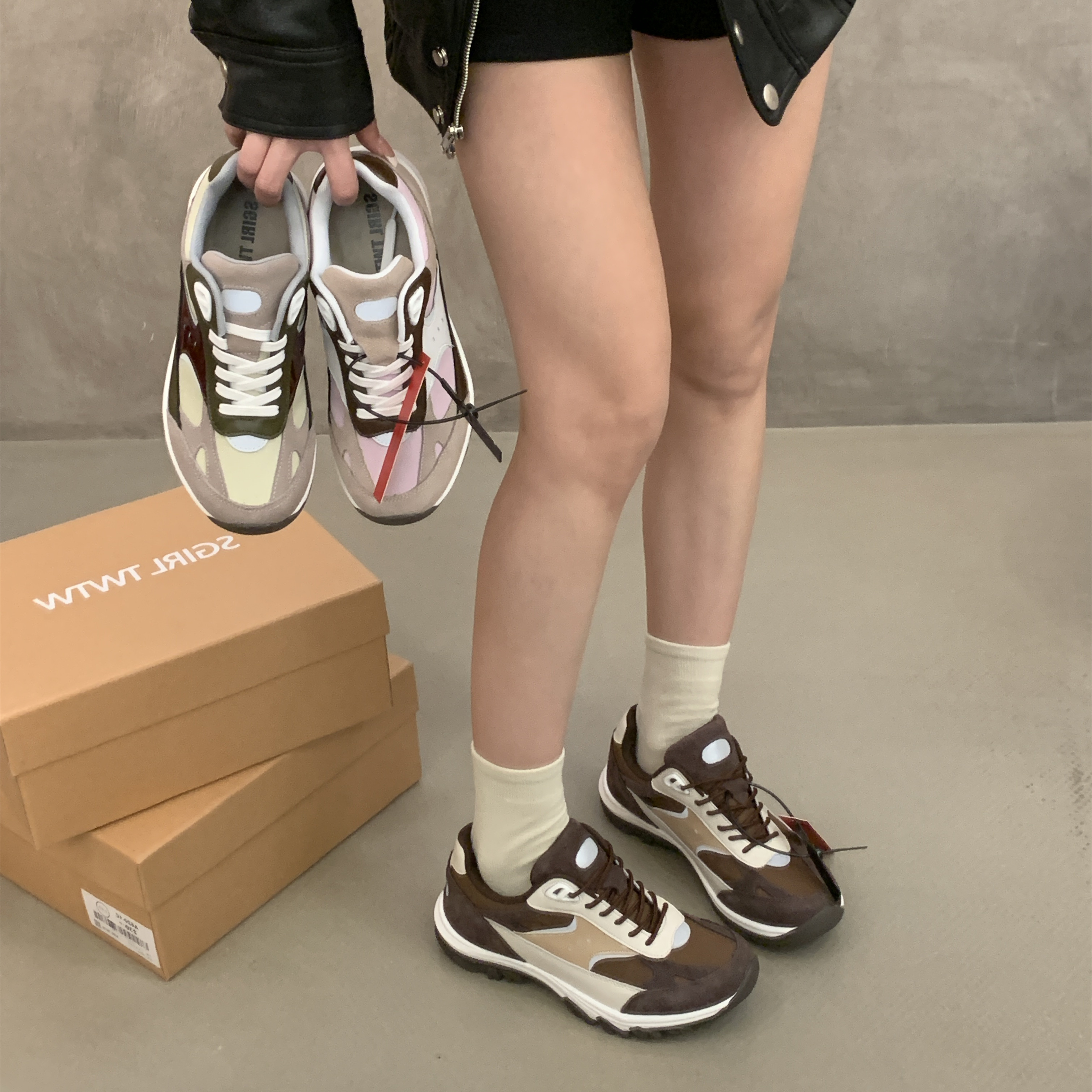 SGIRL TWTW小众设计厚底德训鞋女早春百搭休闲鞋户外登山鞋阿甘鞋