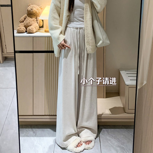 灰色糯米裤女春秋季2026新款亮片