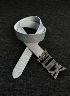 kzzy 美式街头风格f*ck潮流银色字母男女款亮片y2k腰带皮带
