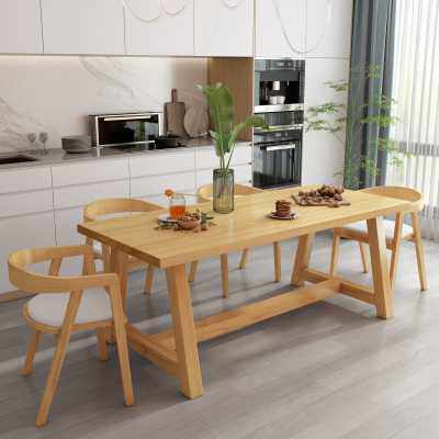 客厅大长桌原木北欧家用餐桌现代简厉网红轻奢2021小型会议桌4人