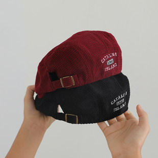 ins时尚宝宝前进帽子秋冬季韩版刺绣字母男女童贝雷帽儿童画家帽