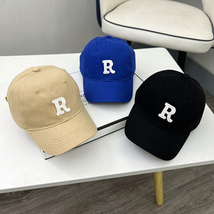 男童棒球帽春秋ins网红同款时尚R字母儿童鸭舌帽潮女宝宝休闲帽子