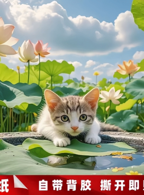 卡通可爱猫猫装饰贴画划痕遮挡贴