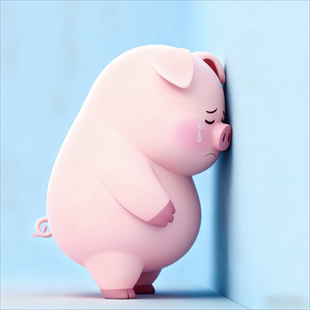 治愈系可小猪面壁思过室内自粘贴画儿童房间墙上窗户装 饰卡通贴纸