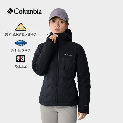 Columbia哥伦比亚户外女金点热能保暖防水650蓬热压羽绒服WR3555