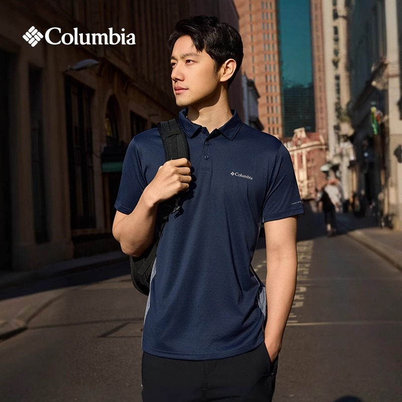 Columbia哥伦比亚零感防晒POLO衫男士户外吸湿速干翻领T恤AE9229