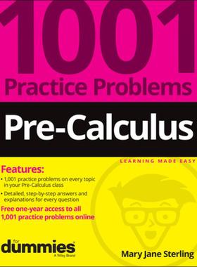 现货 英文原版 Pre-Calculus: 1001 Practice Problems For Dummies ( + Free Online Practice)